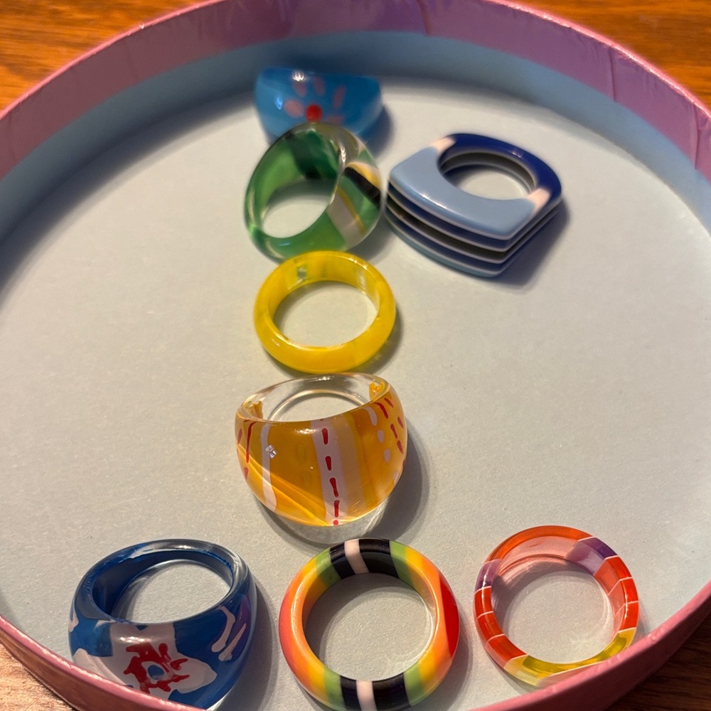 Colorful Acrylic vintage rings